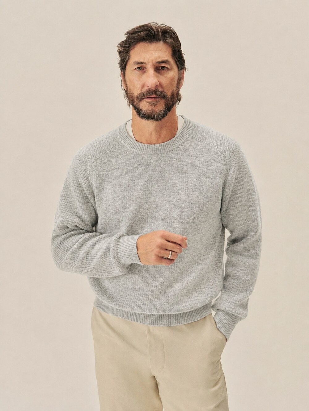 Buck Mason California Cashmere Sweater Light Heather Gray Sz Small MSRP $198 NWT